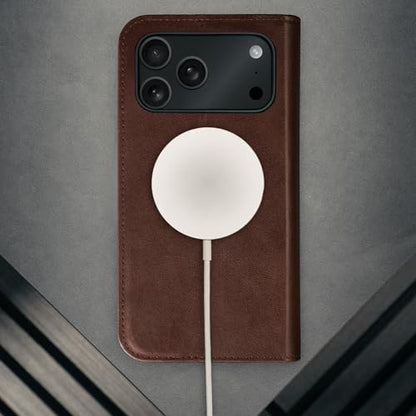 TORRO Leather Case Compatible with iPhone 17 Pro Max 6.9" 2025 - Premium Leather Wallet Flip Case with Kickstand and Card Slots (Compatible with Official MagSafe Chargers) - Dark Brown - color: Dark Brown, size: iPhone 17 Pro Max
