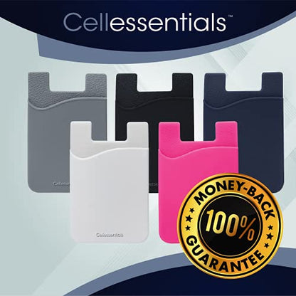 USA Merchant Redesigned Card Holder - Silicone Stick on Cell Phone Wallet with Pocket for Credit Card ID Business Card - iPhone Android & Smartphones (White, Grey, Pink, Black, Navy) - color: White, Grey, Pink, Black, Navy