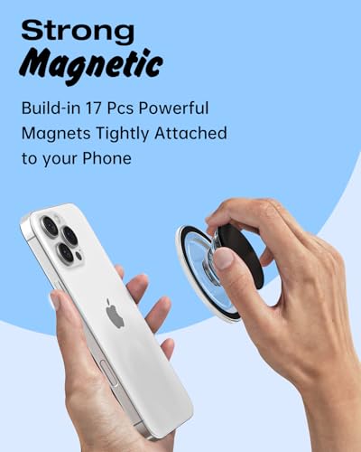 Svanove Magnetic Cell Phone Grip Compatible with Magsafe, Collapsible Phone Stand Holder Round Expanding Kickstand for iPhone Samsung Mobile Phones, Cute Soft Silicone Glossy Jelly, Black - color: Black, style: Magnetic