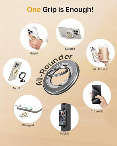 andobil 2026 3rd Gen Stabile Magnetic Phone Ring Grip for MagSafe, Durable - color: Natural Titanium