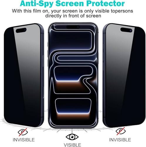 3 Pack for iPhone 17 Air Privacy Screen Protector +2 Lens Cover - size: iPhone 17 Air (6.6 inch)