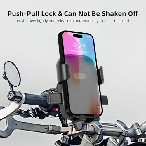 Motorcycle Phone Holder, Anti Shake Bicycle Phone Clamp for Road Ebike/Scooter/Stroller-One Hand Operation 360°Rotation,Bike Accessories Handlebar Clip Holder, Black 94003 - color: Black2 Handlebar
