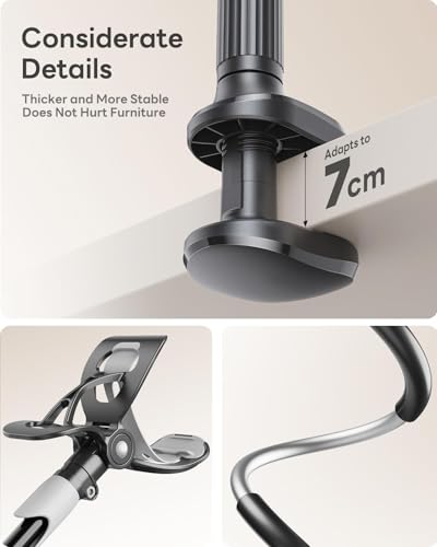 SAIJI Gooseneck Bed Phone Holder, Flexible Long Arm Phone Mount for Desk, Clip Bracket Clamp Stand, iPhone Stand, Mobile Cell Phone Stand Document Camera Nintendo Switch (Black) - color: Black, size: 33.5 in