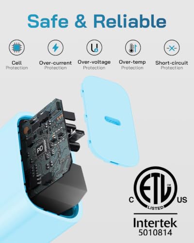 CXX 20W Fast Charger for iPhone 14/13/12 [3-Pack, MFi Certified] - color: Blue, size: 10FT