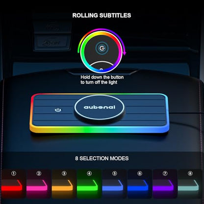 Magnetic Wireless Car Charger Pad, Aubenai 15W RGB Fast Wireless Charging Pad Non Slip Charging Mat with 70cm Extension Cable Compatible with Magsafe Charger iPhone 16 15 14 13 12 (Extension USB-C) - color: Black-Extension USB-C
