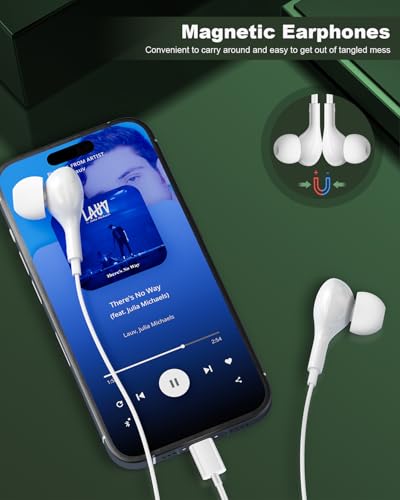 USB C Headphones Wired for iPhone 15 Plus 16 Pro Max 17 Air iPad Pixel 10a - color: White