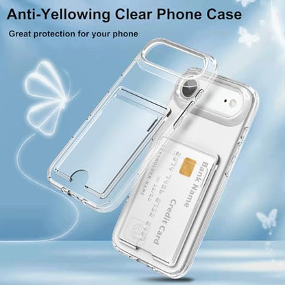 Gukalong Clear Wallet Case for iPhone 17 Air with Credit Card Holder | Hard PC Heavy Duty Shockproof Protection Anti-Scratch Phone Cover Card Slot Anti-Yellowing Case for Women Men - size: for iPhone Air