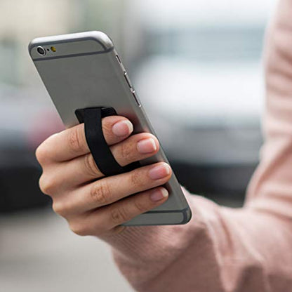 kwmobile Smartphone Elastic Slim Finger Grip - Phone Holder Strap for One-Handed Use - Universal Adhesive Strap for Secure Holding of Mobile Phones