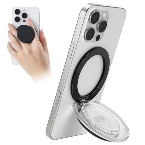 Grippopso for MagSafe Phone Grip, Magnetic Phone Grip Holder Phone Stand - color: Translucent Black