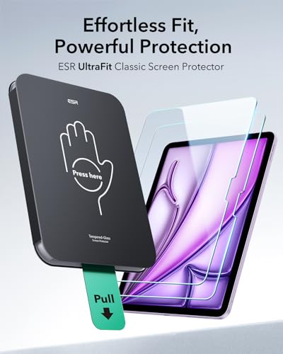 ESR 2 Pack Screen Protector for iPad Air 13 Inch M4/M3/M2, 9H Glass - size: Air 13" M4/M3/M2 (2026/2025/2024)