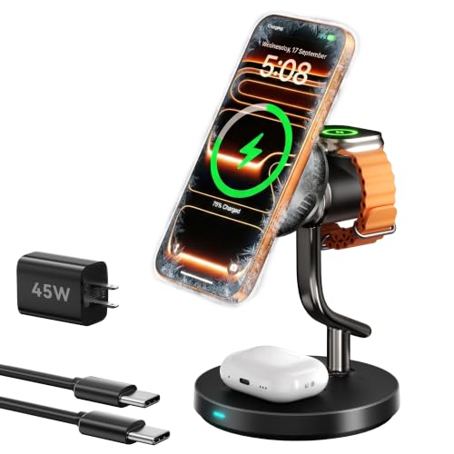 4 in 1 Wireless Charging Station,Qi2.2 Mag-Safe Charger with Cooling Fan