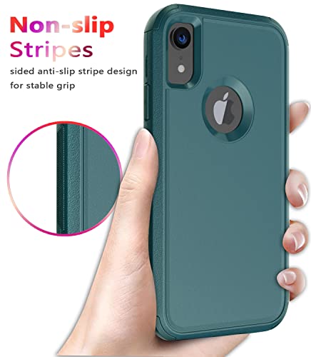 Diverbox for iPhone Xr Case [Shockproof] [Dropproof] [Dust-Proof],Heavy Duty Protection Phone Case Cover for Apple iPhone XR (Dark Green) - color: Dark Green-3in1