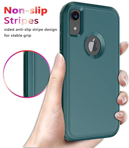 Diverbox for iPhone Xr Case [Shockproof] [Dropproof] [Dust-Proof],Heavy Duty Protection Phone Case Cover for Apple iPhone XR (Dark Green) - color: Dark Green-3in1