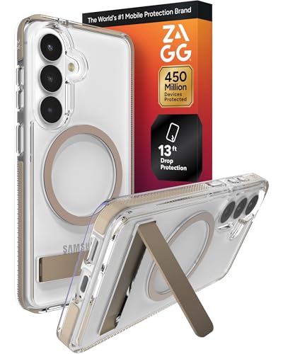 ZAGG Santa Cruz Snap Samsung Galaxy S26 Case with Kickstand - Titanium Gray, Magnetic Crystal Clear Protective Phone Cover, 13ft Drop Protection, Graphene Reinforced, Slim Case with Stand - color: Titanium Gray, size: Samsung Galaxy S26