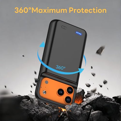Battery Case for iPhone 17 Pro Max (6.9 inch), 7000mAh Ultra-Slim Protective Extended Charging Charger Case, 15W Fast Charging Rechargeable Battery Pack with Tempered Glass Screen Protector- Black - size: for iPhone 17 Pro Max (6.9 inch)