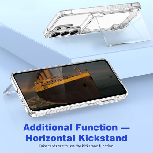 for Samsung S26 Ultra Wallet Case 4 Credit Card ID Holder Clear Flip | Cover for Galaxy S26 Ultra Kickstand Card Holder Slot for Men Women Shockproof Dual Layer TPU Hard Shell Protective Bumper - size: for Galaxy S26 Ultra, 6.9“
