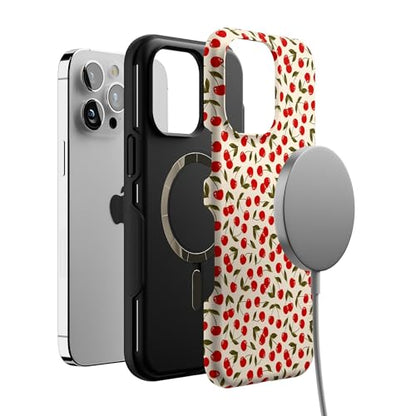 Casely iPhone 14 Pro Max Case | Cherry on Top | Red Cherries | Bold Protective Design | Compatible with MagSafe - color: Cherry on Top | Red Cherries Floral