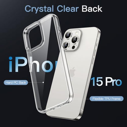 JETech Case for iPhone 15 Pro 6.1-Inch, Non-Yellowing Shockproof Phone Bumper Cover, Anti-Scratch Clear Back (Clear) - color: Clear, size: iPhone 15 Pro