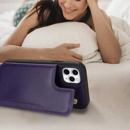 iCoverCase Compatible with iPhone 11 Pro Phone Case with Card Holder, Wallet Case for Women Men RFID Blocking PU Leather Protective Case 5.8 Inch (Dark Purple) - color: Dark Purple