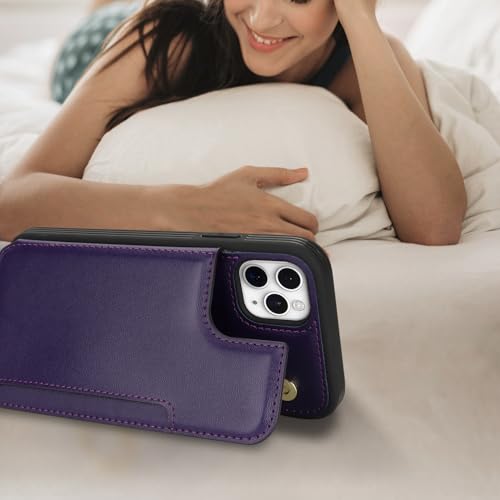 iCoverCase Compatible with iPhone 11 Pro Phone Case with Card Holder, Wallet Case for Women Men RFID Blocking PU Leather Protective Case 5.8 Inch (Dark Purple) - color: Dark Purple