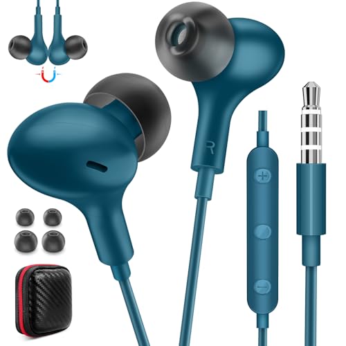 ASKUBSKU Wired Earbuds 3.5mm Headphone for Chromebook PC School, Blue - color: Blue