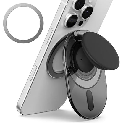 Sinjimoru Phone Grip Stand for MagSafe, Magnetic Kickstand, Clear Black - color: Clear Black