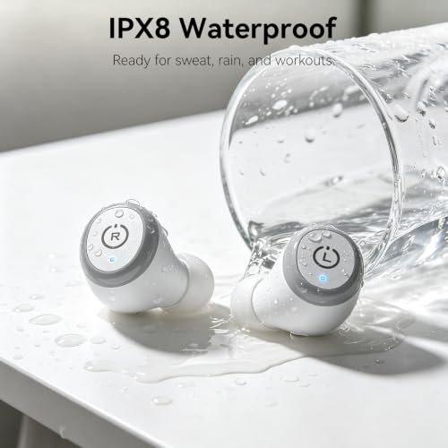 TOZO T10 Wireless Earbuds Powerful Bass Stereo Wireless Charging, APP, IPX8 - color: Matte White