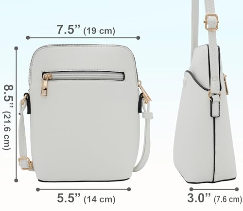 Small Crossbody Bag with Gold Hardware, Mini Shoulder Purse with Adjustable Strap - color: White
