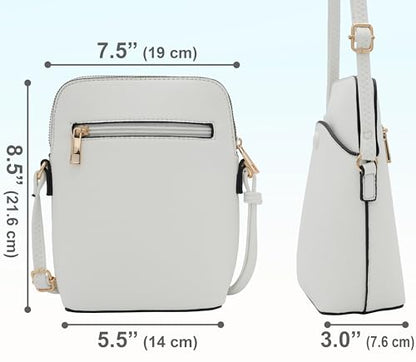 Small Crossbody Bag with Gold Hardware, Mini Shoulder Purse with Adjustable Strap - color: White