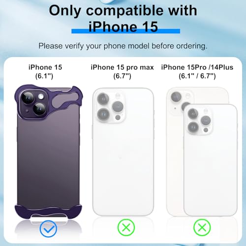 Frameless Phone Case Crafted for iPhone 15 Purple - color: Aluminum Purple, size: iPhone 15