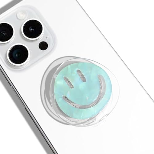 GRIPONG Smiley Face Phone Grip - Fun and Expandable Accessory for Enhanced Smartphone Stability - Smiley Design, Strong Adhesion, Versatile Use (Blue Seashell PG) - color: Blue Seashell PG