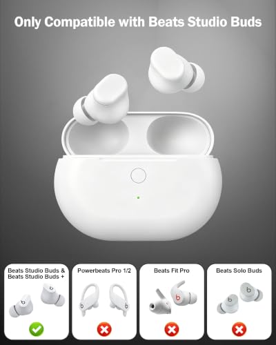 Charging Case Replacement for Beats Studio Buds - Earbuds Charger Case with Bluetooth Pairing Sync Button, 660mAh Battery (Earbuds Not Included), White - color: Beats Studio Buds White