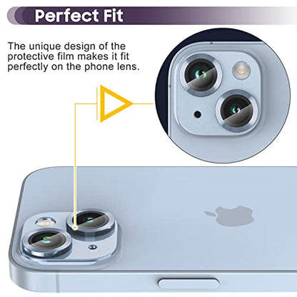 Suoman for iPhone 14 6.1 inch/iPhone 14 Plus 6.7 inch Camera Lens Protector, 9H Tempered Glass Film, [Does not Affect Night Shots] Metal Lens Protective Cover- Blue - color: Blue