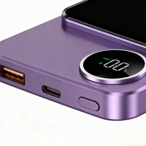 Wireless Charger Pad 20000mAh, Magnetic Fast Charging Hub for Phone Earbuds Smart Watch, Portable Power Bank Charger for Desk Home Office Travel Device - color: Purple