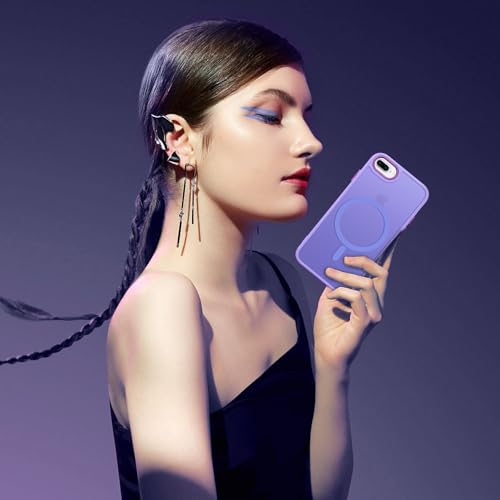 DUEDUE for iPhone 8 Plus Case, iPhone 7 Plus Case Magnetic[Compatible with Magsafe], Translucent Matte Back Protective Cover Shockproof Phone Case for iPhone 7 Plus/8 Plus, Light Purple - color: Light Purple