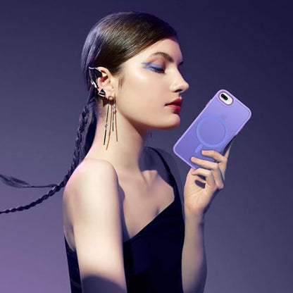 DUEDUE for iPhone 8 Plus Case, iPhone 7 Plus Case Magnetic[Compatible with Magsafe], Translucent Matte Back Protective Cover Shockproof Phone Case for iPhone 7 Plus/8 Plus, Light Purple - color: Light Purple