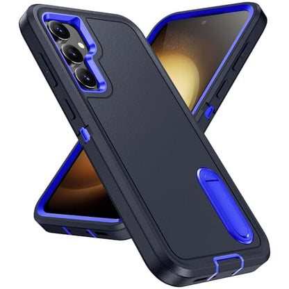 for Samsung Galaxy S23 FE Case with Kickstand Case 3-Layer Military Grade Protective Case Cover Silicone Heavy Duty Rugged Shockproof for Galaxy S23 FE Phone Case (Navy+Blue) - color: Navy+Blue