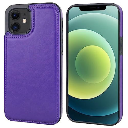 ONETOP for iPhone 12 Mini Wallet Case with Card Holder,Purple - color: Purple