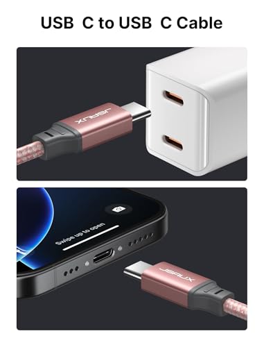 JSAUX 100W USB C to USB C Cable [2-Pack 6.6FT], PD Fast Charging, Pink - color: Pink, size: 6.6ft+6.6ft