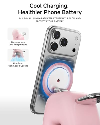 Magnetic Wireless Charging Station, Charger Stand for iPhone Apple Watch - color: Pink