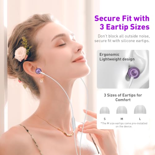 Wired Earbuds 3.5mm Headphones with Mic for Laptop PC Chromebook,Purple - color: Purple