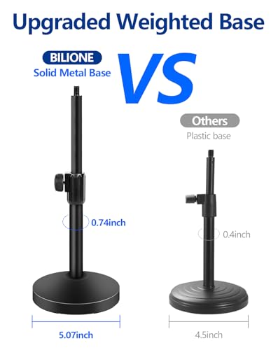 BILIONE Desktop Microphone Stand with Microphone and Cell Phone Clip - size: Upgraded 101S
