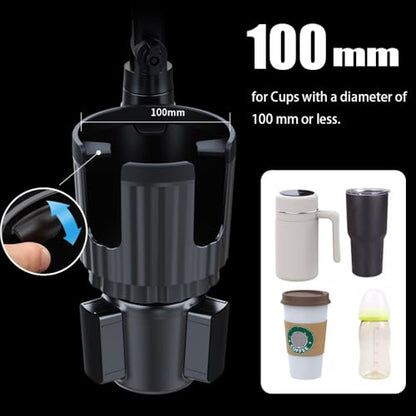 Cup Holder Phone Mount for Car, 2 in 1 Cell P Car Mount 360 Rotation Cup Holder Expander for Stanley 10-40oz Drink Bottles, Mugs and Phone Compatible with iPhone Samsung