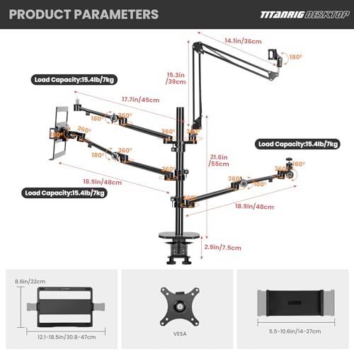 TARION 4-in-1 Desktop Live Stream Stand Arm Set Titanrig Live - size: 4-in-1 Desk Set