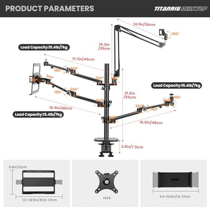 TARION 4-in-1 Desktop Live Stream Stand Arm Set Titanrig Live - size: 4-in-1 Desk Set