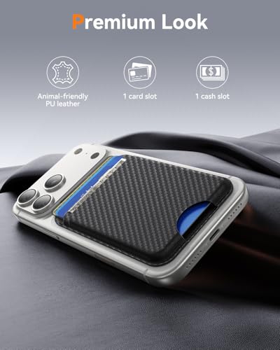 for MagSafe Wallet, 5 Card Holder, Slim Leather Magnetic Wallet for iPhone 17/16/15/14/13/12 Pro Max Plus Air Series, 1 Card Slots & 1 Cash Slot,Carbon Fiber - color: Carbon Fiber