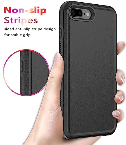 Diverbox Case for iPhone 8 Plus & 7 Plus - Tempered Glass Screen Protector, Shockproof & Dropproof Heavy Duty Protection (Black) - color: Black-2in1