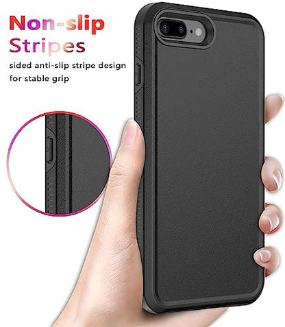 Diverbox Case for iPhone 8 Plus & 7 Plus - Tempered Glass Screen Protector, Shockproof & Dropproof Heavy Duty Protection (Black) - color: Black-2in1