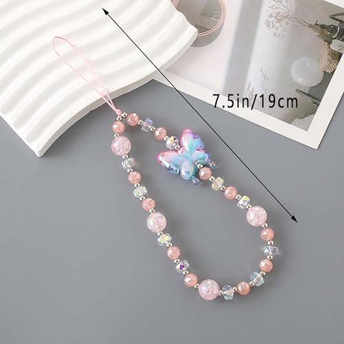 Beaded Phone Charm Lanyard Strap Girly Style Fixed Beads Pearl Lanyards - color: PH-qhd-2