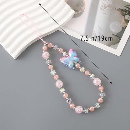 Beaded Phone Charm Lanyard Strap Girly Style Fixed Beads Pearl Lanyards - color: PH-qhd-2